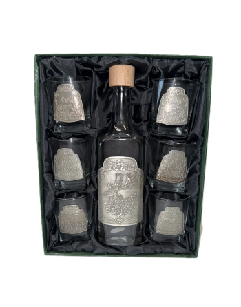 Karafka + 6 szklanek whisky cyna k.43