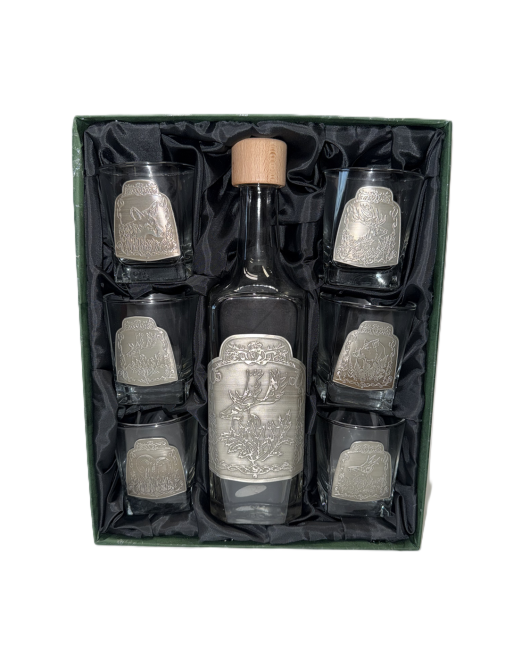 Karafka + 6 szklanek whisky cyna k.43