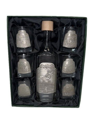Karafka + 6 szklanek whisky cyna k.43