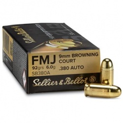 Amunicja Seller&Bellot 9mm Browning Court / 380 Auto FMJ 92grain 6 g